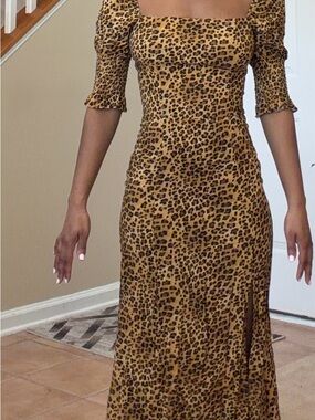 Blue Rain Leopard Print Maxi Dress in Brown and Black